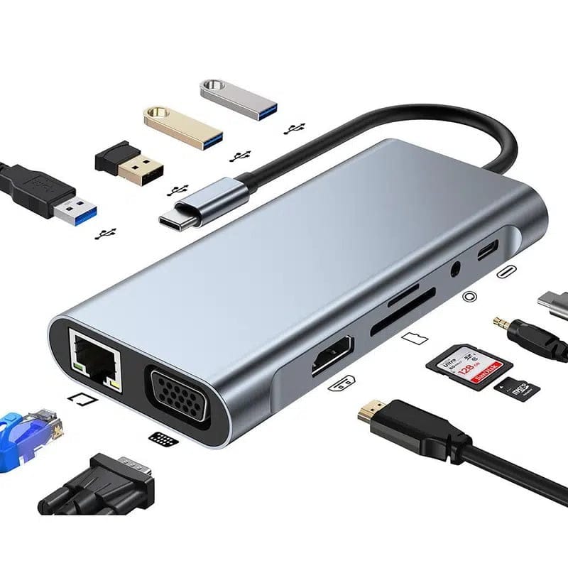11 in 1 Multiport Type C to USB C 4K HDMI Adapter USB HUB
