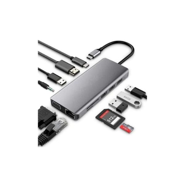 11 in 1 Multiport Type C to USB C 4K HDMI Adapter USB HUB