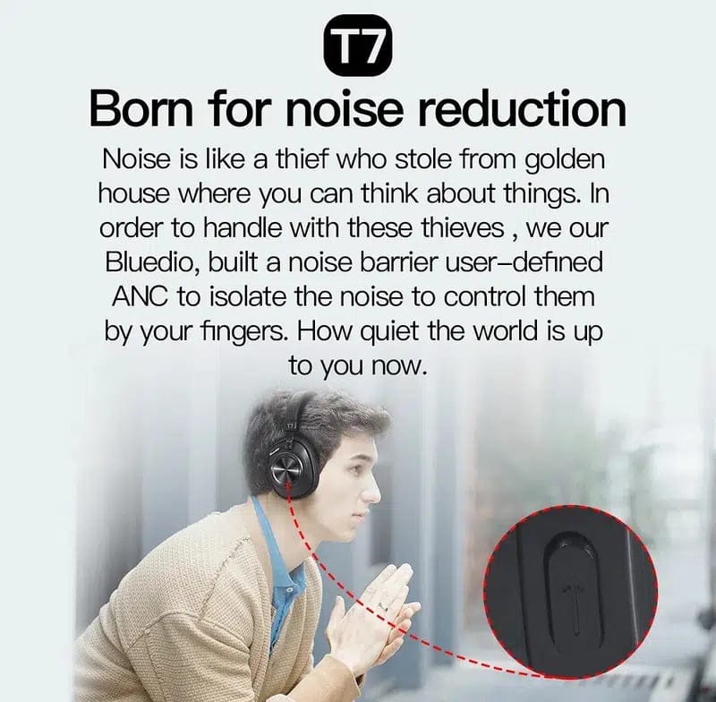 BLUEDIO T7+ HEADPHONE BLUETOOTH USER-DEFINED ACTIVE NOISE CANCELLING