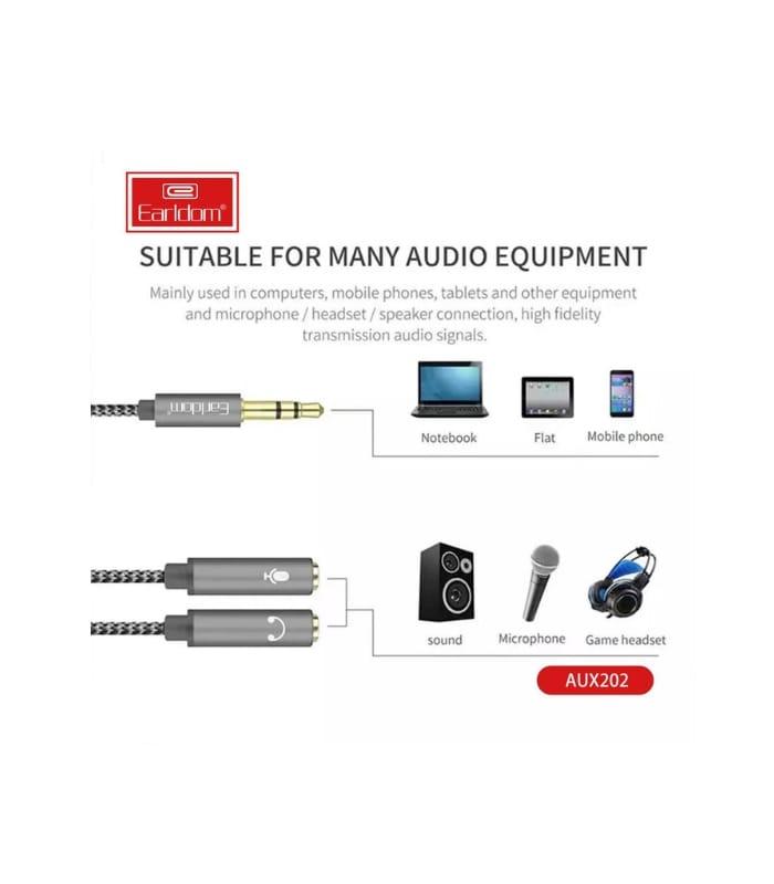 Earldom AUX 202 Mic+ Earphone Splitter (2) Earldom AUX 202 Mic+ Earphone Splitter