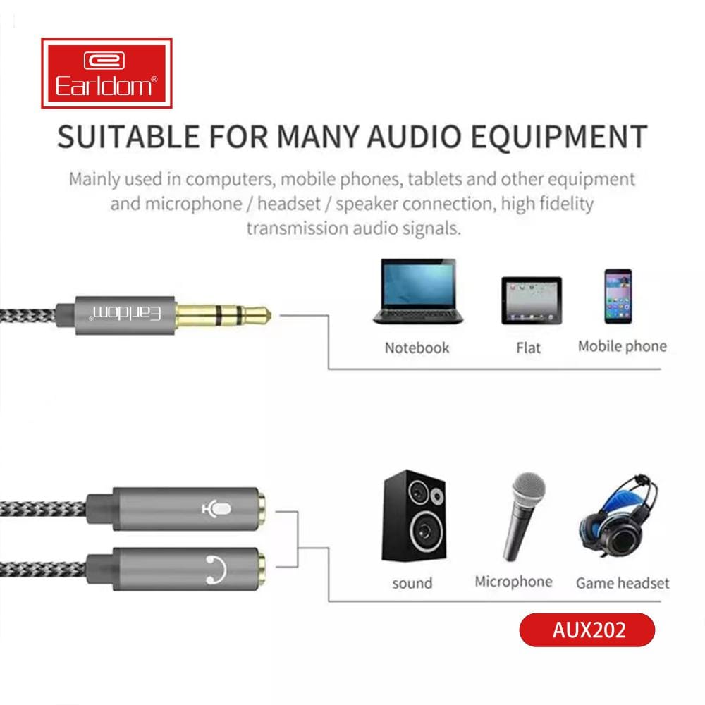 Earldom AUX 202 Mic+ Earphone Splitter