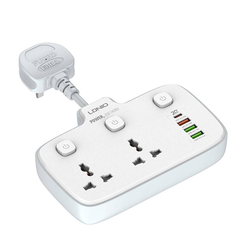 LDNIO SC2413 2 Universal Electrical Outlet with PD & QC 3.0 Fast charger Extension Socket