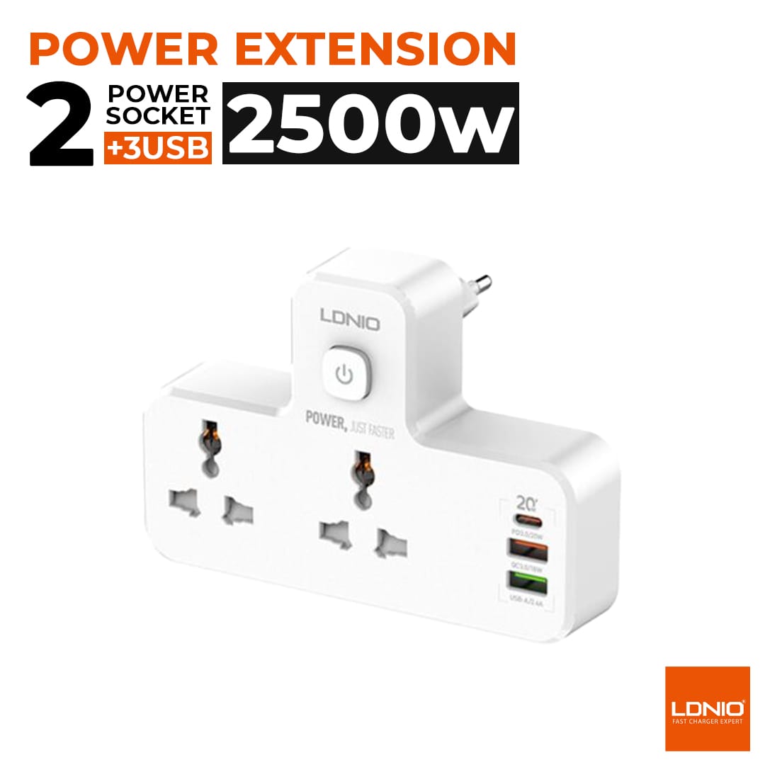 Ldnio SC2311 20W 3-Port USB Charger Extension Power Strip