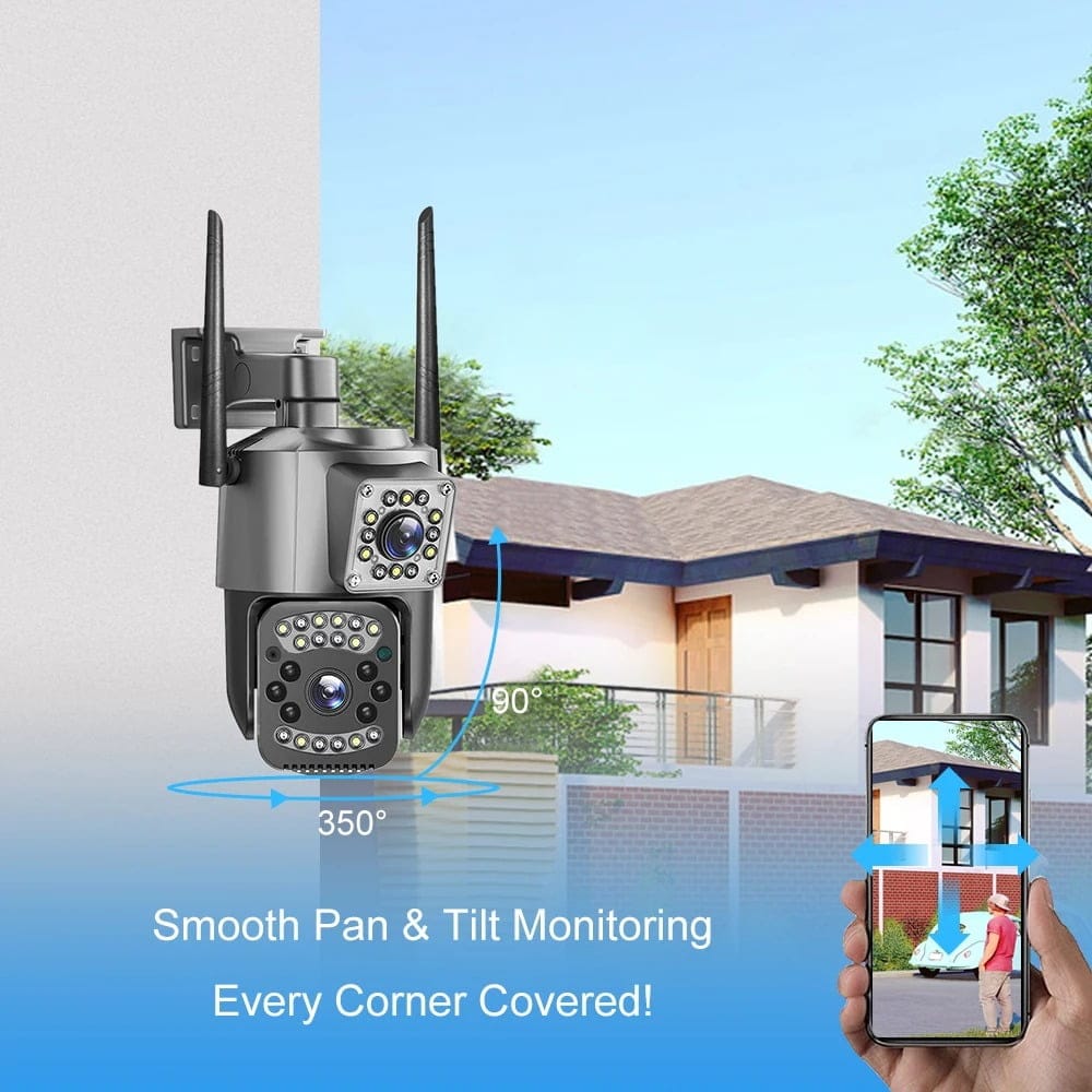 PTZ Wifi Outdoor Wireless Dual Lens IP Camera 2Mp+2Mp 4Mp Night Vision