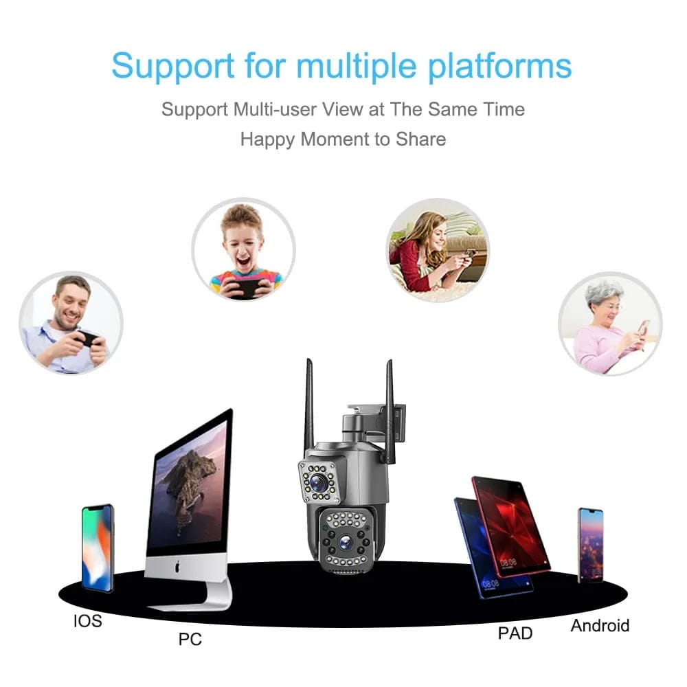 PTZ Wifi Outdoor Wireless Dual Lens IP Camera 2Mp+2Mp 4Mp Night Vision