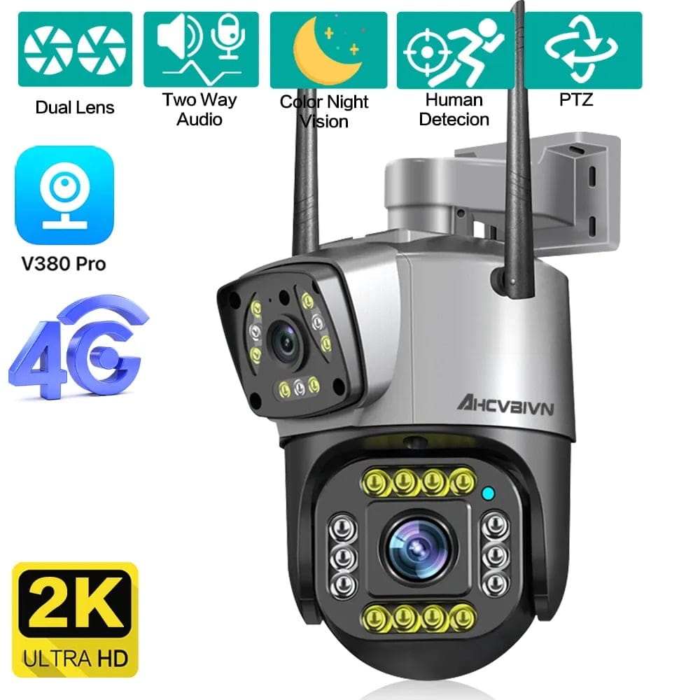 PTZ Wifi Outdoor Wireless Dual Lens IP Camera 2Mp+2Mp 4Mp Night Vision