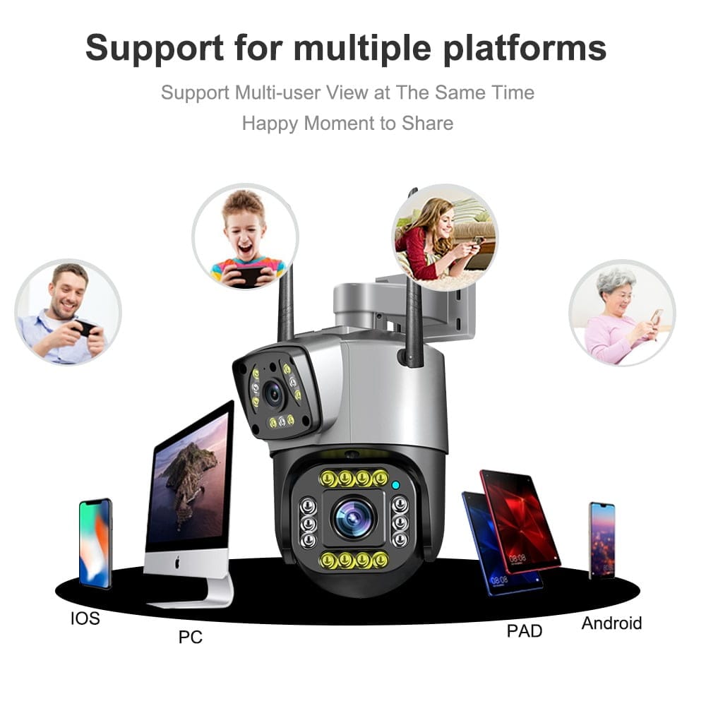 PTZ Wifi Outdoor Wireless Dual Lens IP Camera 2Mp+2Mp 4Mp Night Vision