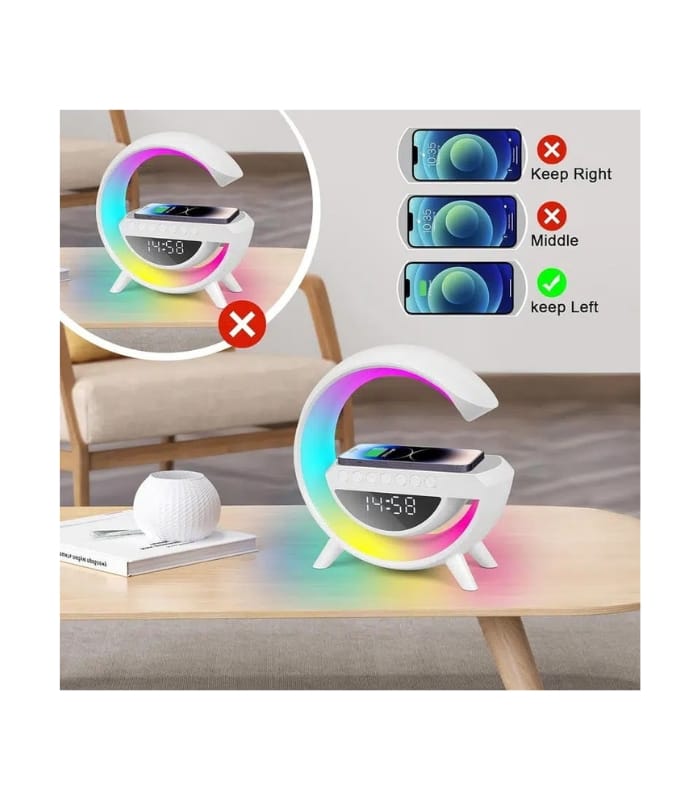 Smart LED Wireless charging G Alarm Clock Rechargeable Speaker 3401 (1) Smart LED Wireless charging G Alarm Clock Rechargeable Speaker 3401