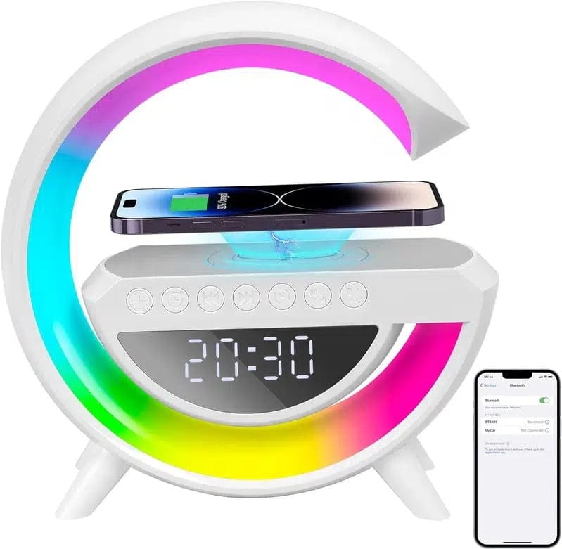 Smart LED Wireless charging G Alarm Clock Rechargeable Speaker 3401