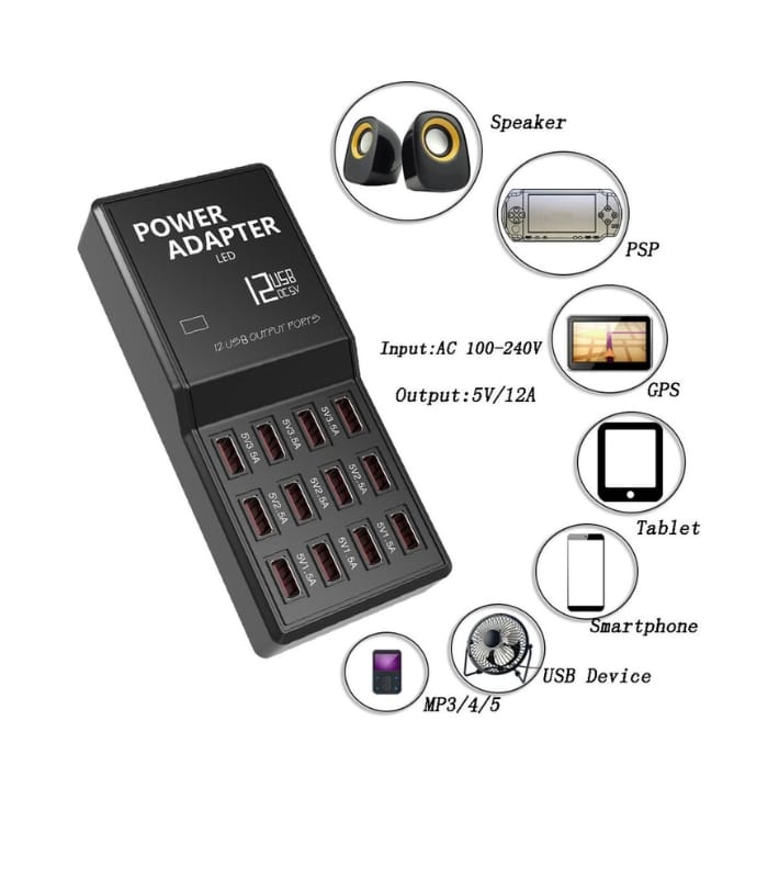 USB Fast Charger 12 Port 12AMP W858 (2) USB Fast Charger 12 Port 12AMP W858