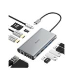 Aceele Docking Station 2 HDMI, 12 in 1 USB C Hub with Dual HDMI 4K