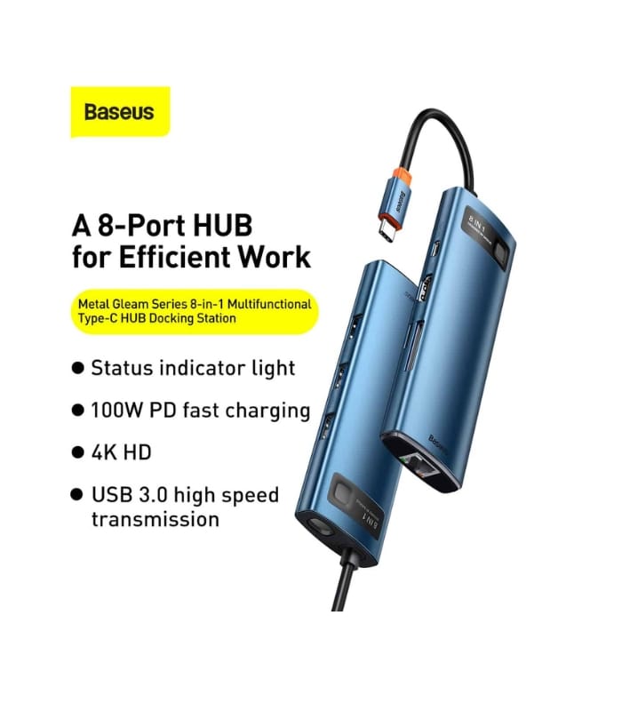 _Baseus Metal Gleam Series 8-in-1 Multifunctional Type-C HUB (1) Baseus Metal Gleam Series 8-in-1 Multifunctional Type-C HUB