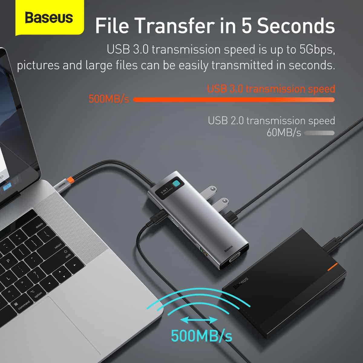 Baseus Metal Gleam Series 9-in-1 Multi-functional Type-C HUB
