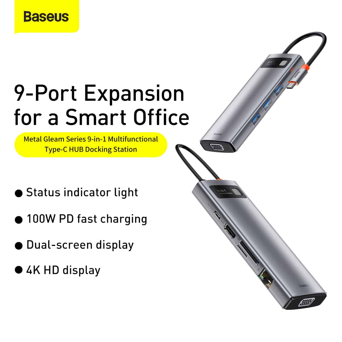 Baseus Metal Gleam Series 9-in-1 Multi-functional Type-C HUB