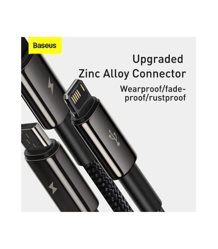 _Baseus Rapid Series 3-in-1 Fast Charging Data Cable Type-C to M+L+C PD 20W 1.5M – Black (2) Baseus Rapid Series 3-in-1 Fast Charging Data Cable Type-C to M+L+C PD 20W 1.5M – Black
