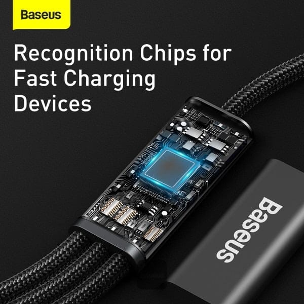 Baseus Rapid Series 3-in-1 Fast Charging Data Cable Type-C to M+L+C PD 20W 1.5M – Black