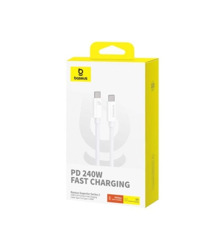 _Baseus Superior Series 2 USB4 Full-Function Fast Charging Cable Type-C to Type-C 240W Baseus Superior Series Fast Charging Data Cable USB to M+L+C 3.5A 1.5m White