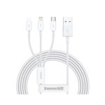 Baseus Superior Series Fast Charging Data Cable USB to M+L+C 3.5A 1.5m White
