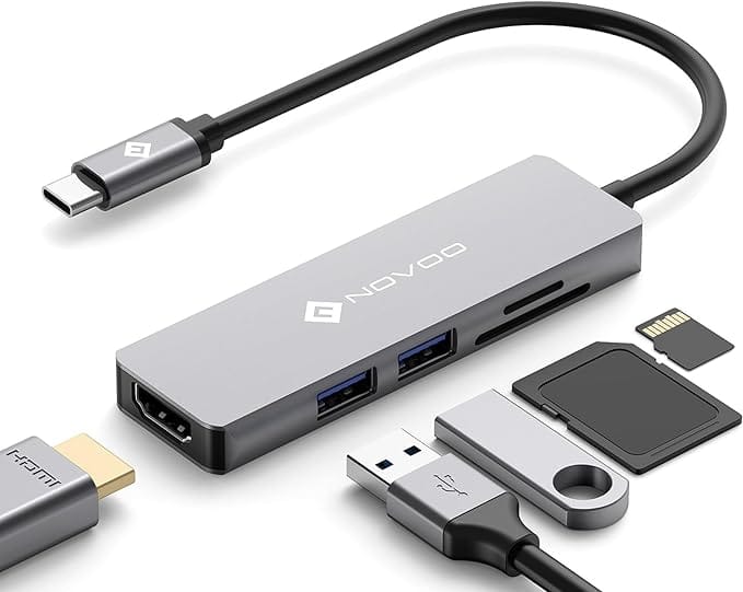NOVOO USB C Hub 5 in 1 Aluminum with HDMI 4K Adapter