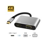 2 in 1 Converter USB C to HDMI + VGA Adapter