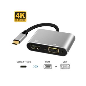 2 in 1 Converter USB C to HDMI + VGA Adapter