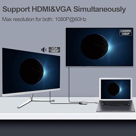 Adapter 4 in 1 usb-c to HUB PD HDTV+VGA+USB