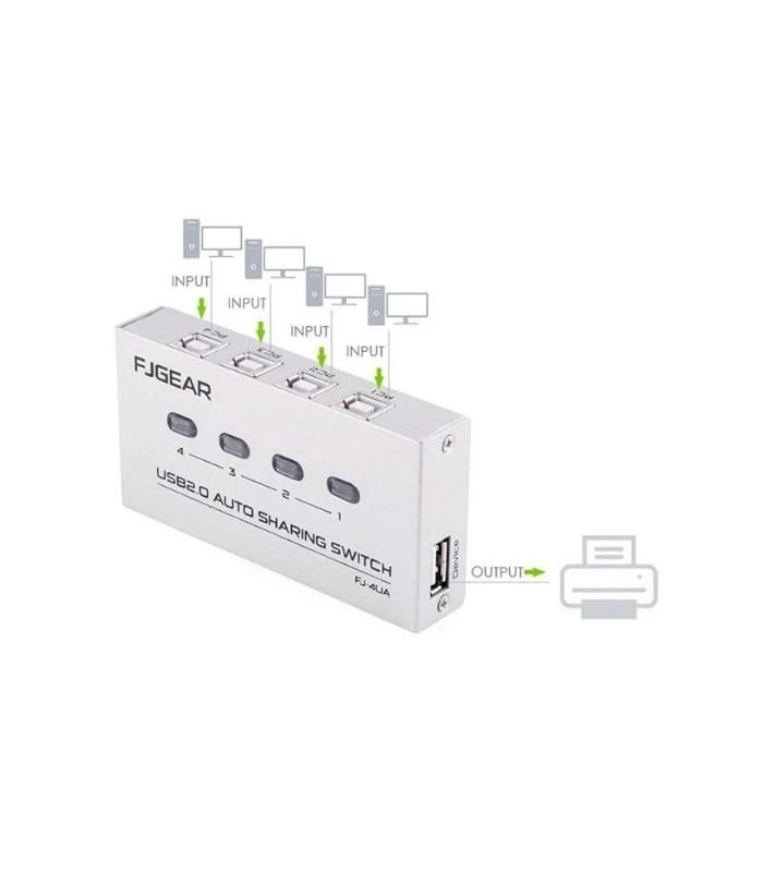FJGEAR 4Ports Auto USB Printer Data Switch (2) FJGEAR 4Ports Auto USB Printer Data Switch