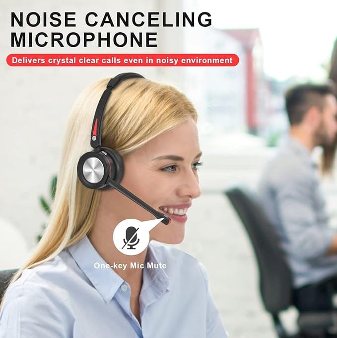 MAIRDI Wireless Headset with Microphone for PC, 5.2 Bluetooth Headset with Mic Noise Canceling