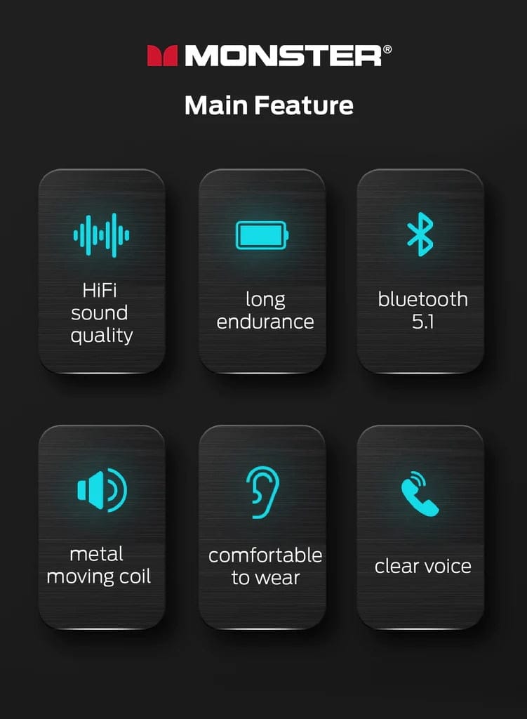 MONSTER AIRMARS XKT02 True Wireless Bluetooth Earphones
