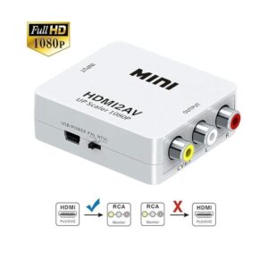 Mini HDMI 2AV Up Scaler 1080P HD Video Converter Media Streaming Device, White
