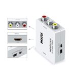 Mini HDMI 2AV Up Scaler 1080P HD Video Converter Media Streaming Device, White