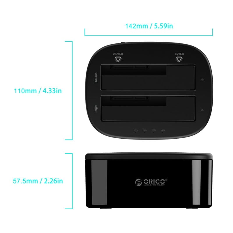 Orico (6228US3-C) Dual-Bay HDD and SSD Hard Drive Dock