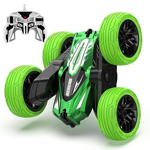 Age Range: Suitable for boys aged 4-7 years old, providing age-appropriate fun and development. 2.4GHz Frequency: This allows for smooth, interference-free control of the car, with a good range and the ability for multiple cars to be used simultaneously without interference. Double-Sided Design: The car can drive on both sides, offering more versatility in play. If it flips over, it can keep going without interruption. 360° Flips: The car is capable of performing impressive 360-degree flips, which makes it a thrilling toy for young adventurers. Durable Build: Built to withstand rough play and crashes, ensuring it lasts even in the hands of energetic children. Easy to Control: The controls are simple and intuitive, making it easy for younger kids to navigate. Color: The car comes in a bright blue color, appealing to children who enjoy vibrant, eye-catching designs.