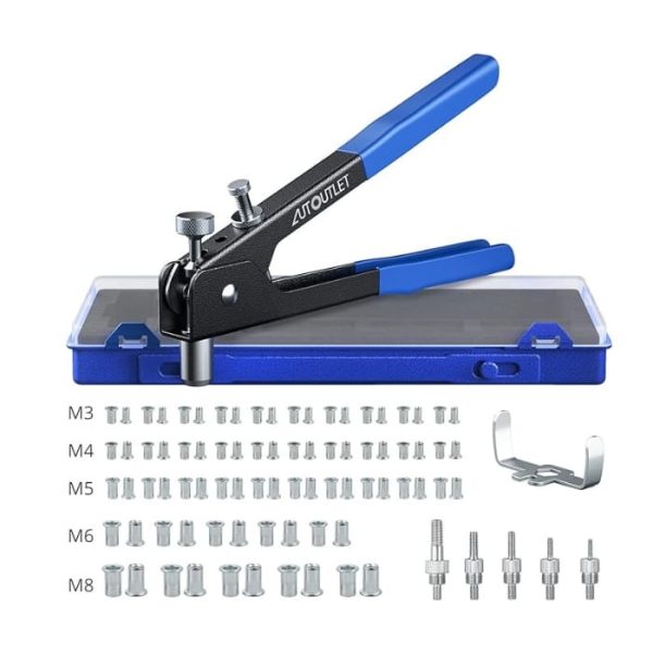 AUTOUTLET Professional Rivet Gun Pop Rivet Gun Kit with 86PCS M3/M4/M5/M6/M8