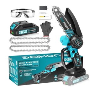 Deihong Mini Chainsaw 6-Inch with Battery, Cordless Power Chain Saws with Security Lock
