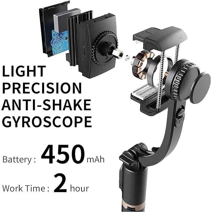 Gimble Q08 Stabilizer for Smartphone with Extendable Bluetooth Selfie Stick and Tripod