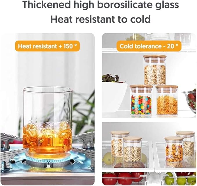 Glass Jars 9OZ, 12 Set with Bamboo Airtight Lids and Labels, Food Cereal Storage Large