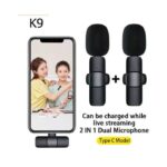 K9 Dual Wireless Lavalier Collar Microphones C-Type & iPhone