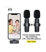 K9 Dual Wireless Lavalier Collar Microphones C-Type & iPhone