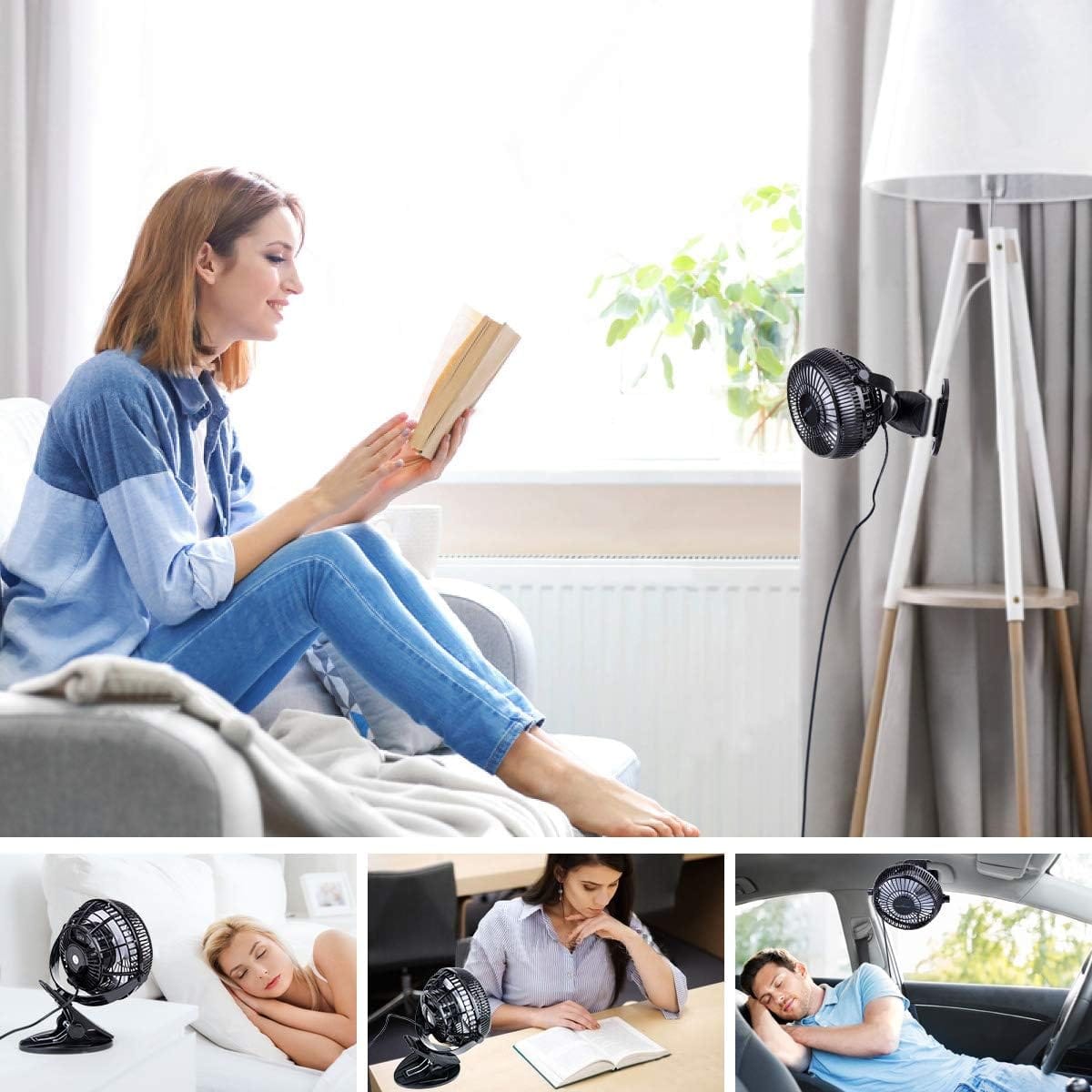 KEYNICE USB Desk Fan, 4 Inch Clip on Fan, 2 Speed USB Fan, 360° Rotation Small Corded Fan for Dorm