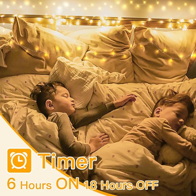 Ollny Outdoor String Lights 200LED 60FT, Warm White Connectable Plug in Fairy Light
