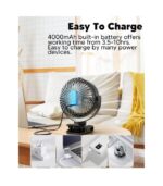 POWERbeast Clip On Fan, 4000mAh Portable Pram Fan, 7” USB Desk Fan, 4 Speeds 2 Mist Modes