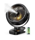 POWERbeast Clip On Fan, 4000mAh Portable Pram Fan, 7” USB Desk Fan, 4 Speeds 2 Mist Modes
