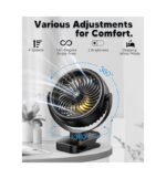 POWERbeast Clip On Fan, 4000mAh Portable Pram Fan, 7” USB Desk Fan, 4 Speeds 2 Mist Modes