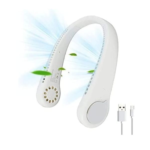 Portable leafless hanging neck fan, rechargeable USB neck fan