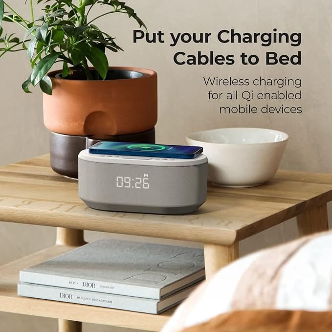 i-box Dawn, Alarm Clock for Bedrooms, FM Radio Alarm Clock with Wireless Charging