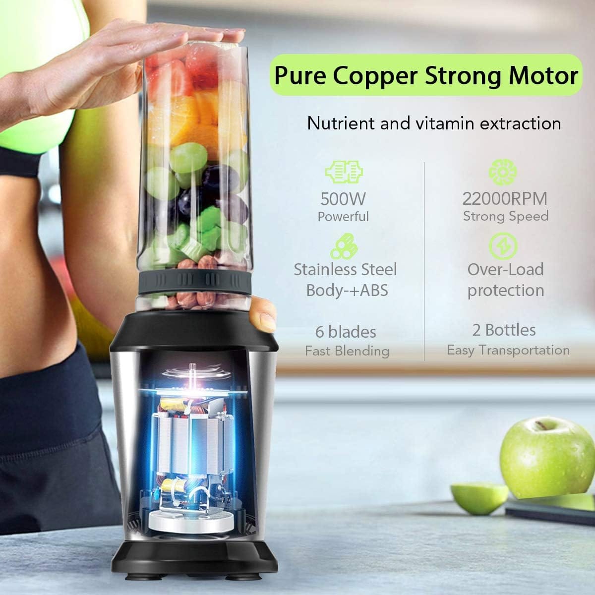 AETKFO Smoothie Maker 500 Watt Mini Blender, Smoothie Maker