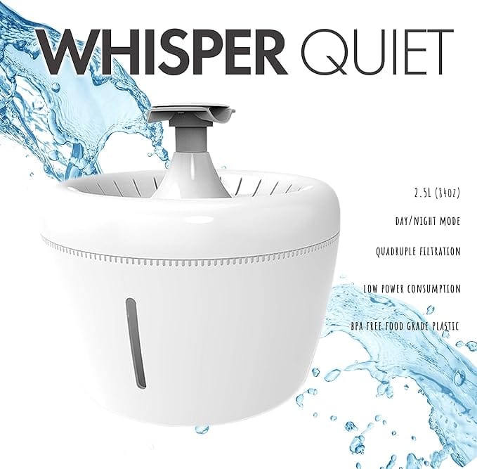 ALL FUR YOU – – Whisper Quiet Automatic Cat Water Fountain Dispenser