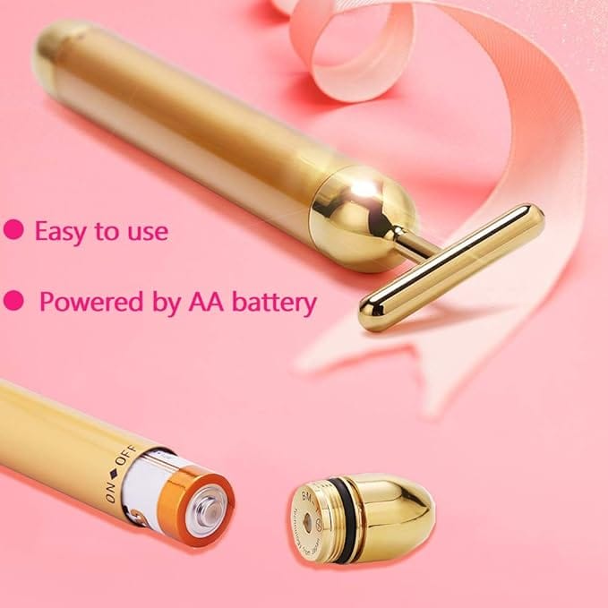 Amirce Face Massager Roller Golden 3D Roller Electric Facial Roller and T Shape