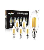 BRIMAX C35 LED Bulbs, 6W Candelabra Led Bulbs Dimmable, E12 Base, 2700K Warm Whit Glow